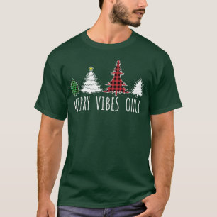 Camiseta Merry Vibes Only Colorful Plaid Christmas Trees