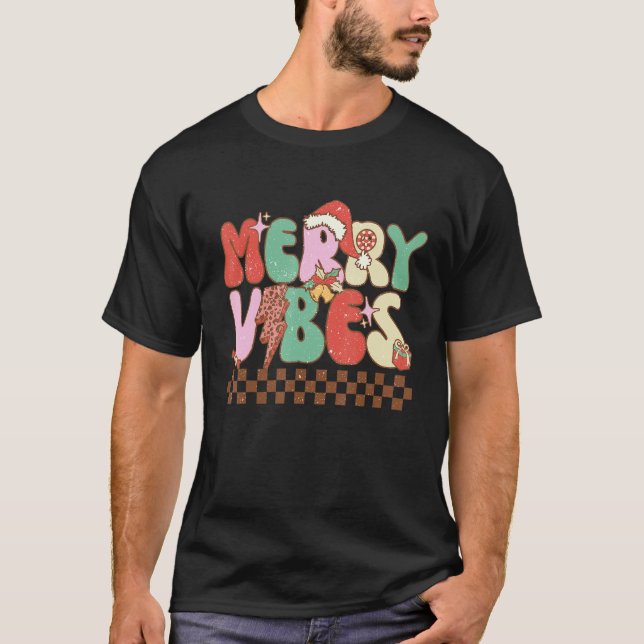 Camiseta Merry Vibes Retro Christmas Candy Cane Christmas v (Anverso)