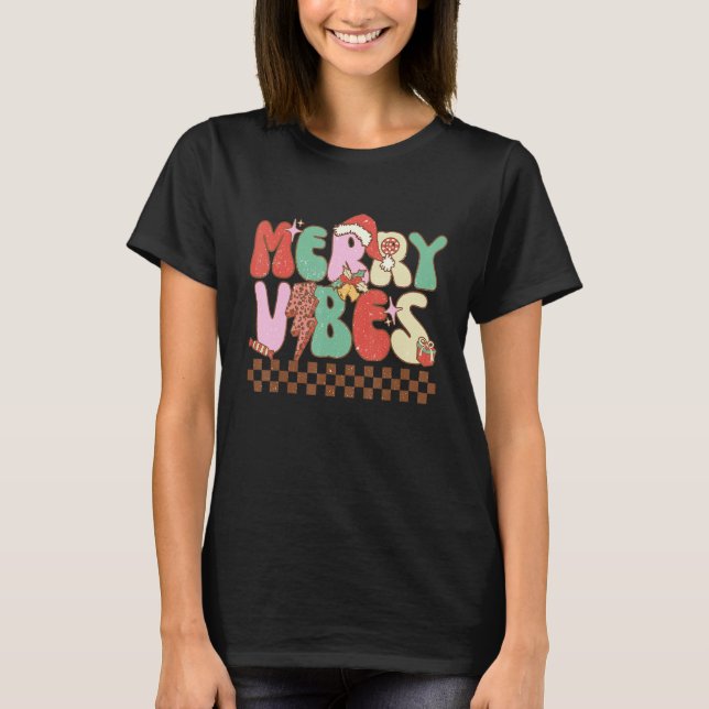 Camiseta Merry Vibes Retro Christmas Candy Cane Christmas v (Anverso)