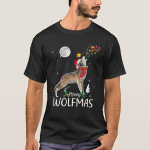 Camiseta Merry Wolfmas Christmas Funny Wolf Santa Hat Wolve