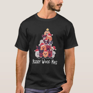 Camiseta Merry Woof Mas Christmas Tree Dog Xmas Dueño de Pe
