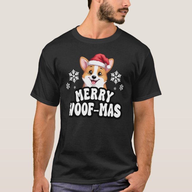 Camiseta Merry Woof-Mas Welsh Corgi Perro Lover Jolly Festi (Anverso)