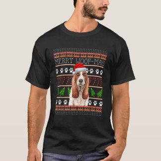 Camiseta Merry Woofmas Basset Hound Dog Ugly Christmas Swea
