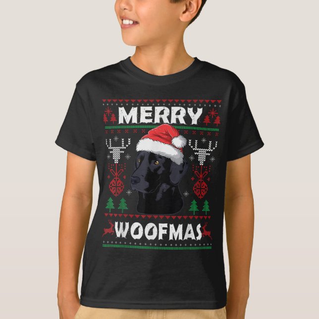 Camiseta Merry Woofmas Black Lab Navidades Perro Lover Xmas (Anverso)