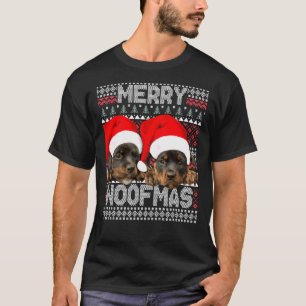 Camiseta Merry Woofmas Cute Rottweiler Cachorros Con Santa