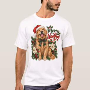Camiseta Merry Woofmas Golden Retriever Christmas T-Shirt