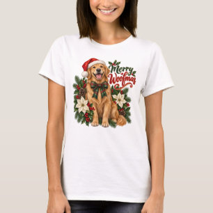 Camiseta Merry Woofmas Golden Retriever T-Shirt