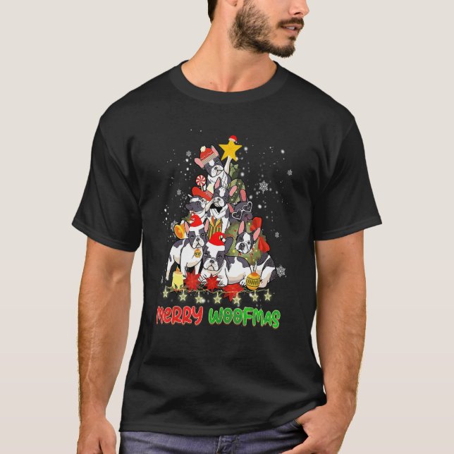 Camiseta Merry Woofmas Merry Christmas For Boston Terrier D (Anverso)