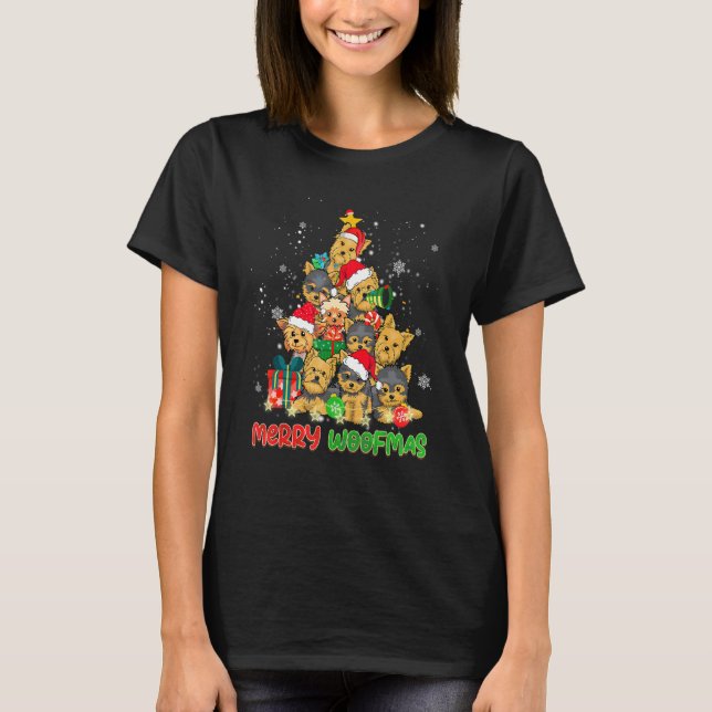 Camiseta Merry Woofmas Merry Christmas For Yorkshire Terrie (Anverso)