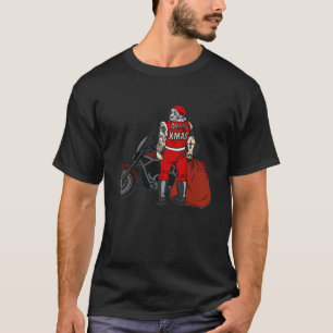 Camiseta Merry XMas Merry XMas Santa On Motorcycle Design