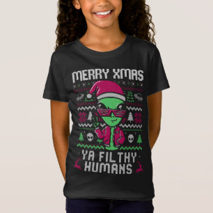 Camiseta Merry XMas ya falló tu ser humano divertido Alien 