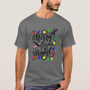 Camiseta Merry Y Bright Hairstylist - Hairstylist Christm