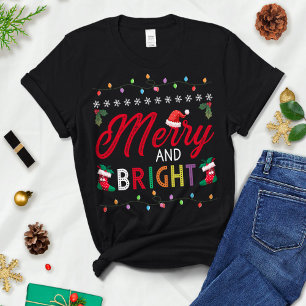 Camiseta Merry Y Bright - Navidades Tee - Navidades Familia