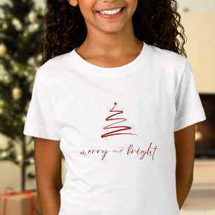 Camiseta Merry y Bright - niños rojos elegantes