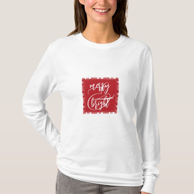 Camiseta Merry y Bright | Nombre personalizado en la parte  (Anverso)