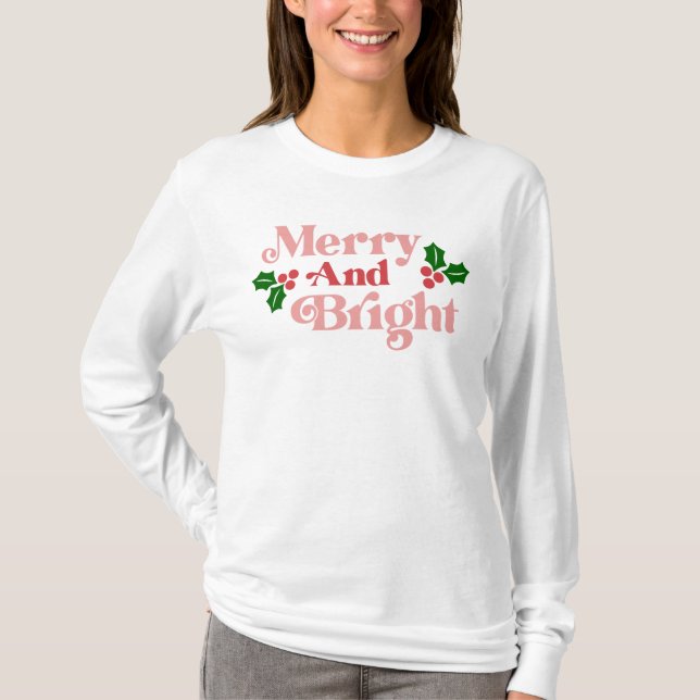 Camiseta Merry y Bright - Tipografía clásica de vacaciones (Anverso)
