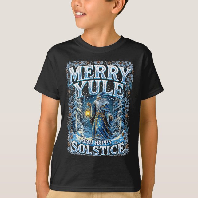 Camiseta Merry Yule And Happy Solstice Mystic Winter Quote  (Anverso)