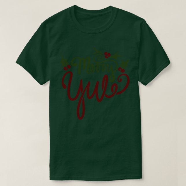Camiseta Merry Yule con Holly y Berries (Diseño del anverso)