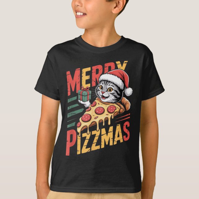 Camiseta Merry Zzmas Christmas Cat Funny Zza Lover Xmas Cat (Anverso)