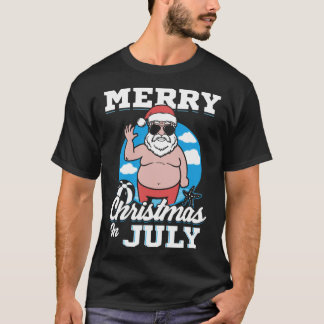 Camiseta Merrychristmas In July Funny Santa 