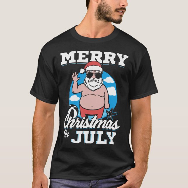 Camiseta Merrychristmas In July Funny Santa  (Anverso)