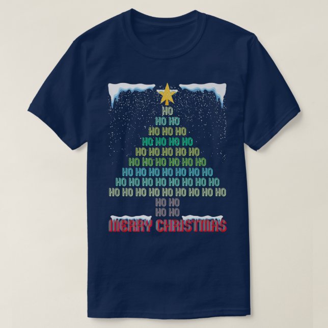 Camiseta MerryChristmas Tree Ho Ho Snow Retro Video Gamer V (Diseño del anverso)