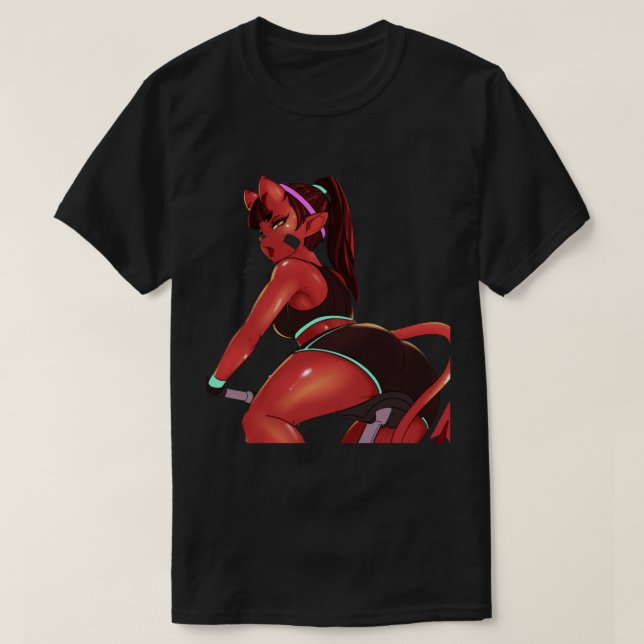 Camiseta Meru El Sucubus Meru El Chica Demonio Borde Negro (Diseño del anverso)