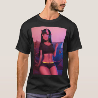 Camiseta Meru El Sucubus Meru El Chica Demonio Borde Negro