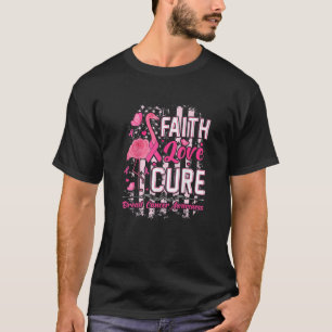 Camiseta Mes de Cáncer de Mama Fe Esperanza Cure Cinta Rosa