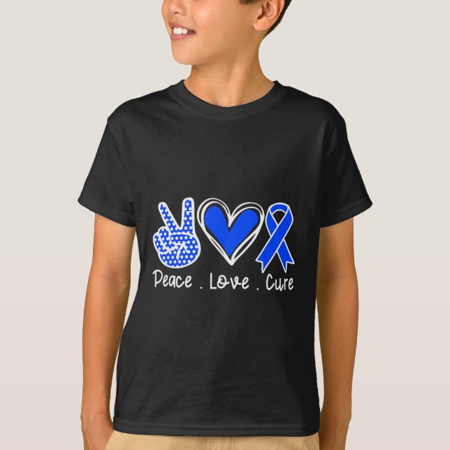 Camiseta Mes de Conciencia Cinta Azul Paz Cure Faith (Anverso)