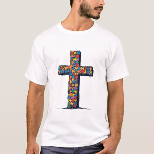 Camiseta Mes de Conciencia del Autismo Cristo Religión Jesú