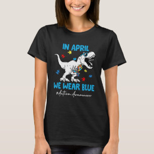 Camiseta Mes De Conciencia Del Autismo Dinosaur Rex En Abri