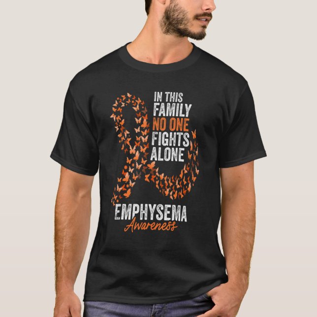 Camiseta Mes de Conciencia Emphysema Mariposas Naranja Ribb (Anverso)