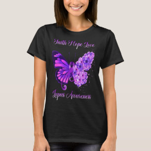 Camiseta Mes de Conciencia Lupus Flores Mariposa 2022 Fe