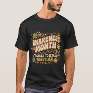 Camiseta Mes de Conciencia Más Fuertes Juntos Retro Groovy