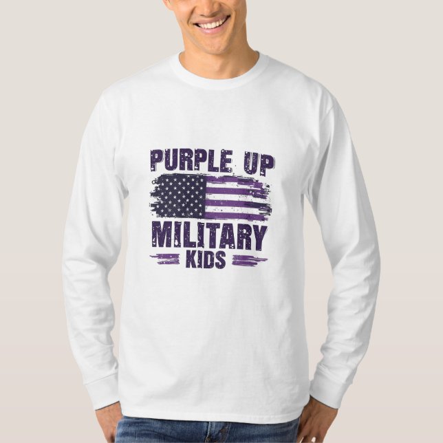 Camiseta Mes de concientización de niños militares morados (Anverso)