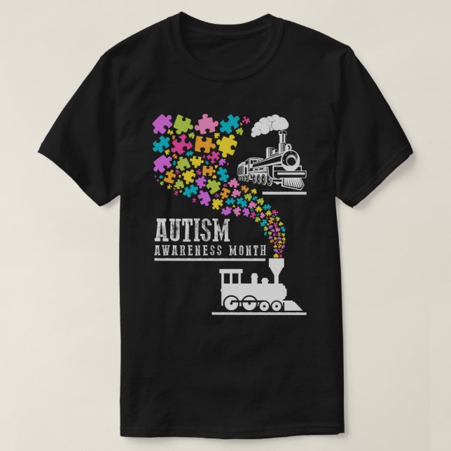 Camiseta Mes de concientización sobre autismo Tren rompecab (Diseño del anverso)