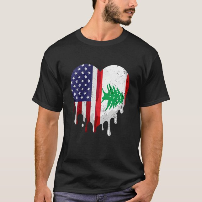 Camiseta Mes de herencia libanesa norteamericana Bandera de (Anverso)