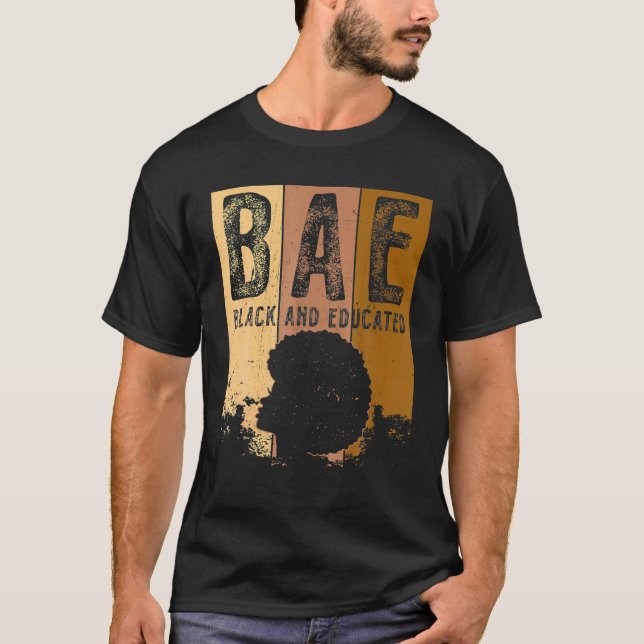 Camiseta Mes De Historia Negra BAE Negro Y Melanina Educada (Anverso)