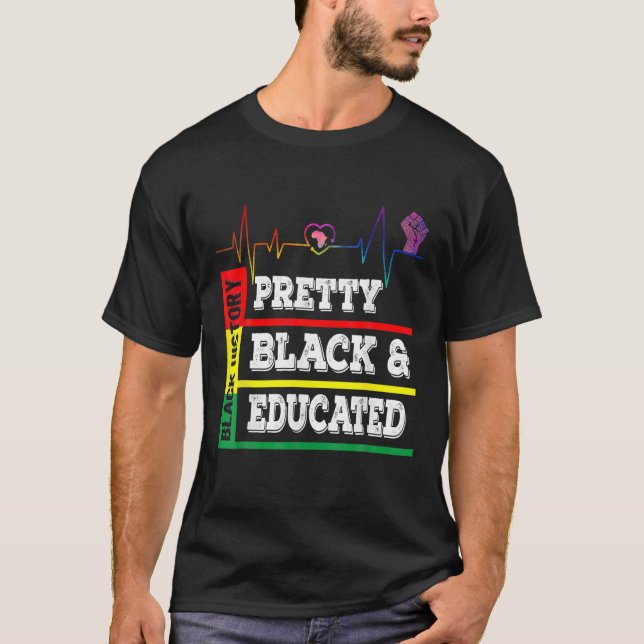 Camiseta Mes de historia negra Bonito corazón con educación (Anverso)