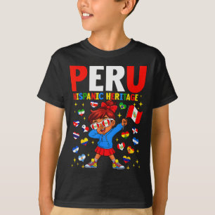 Camiseta Mes de la Herencia Hispana Bandera de Perú Niña Pe