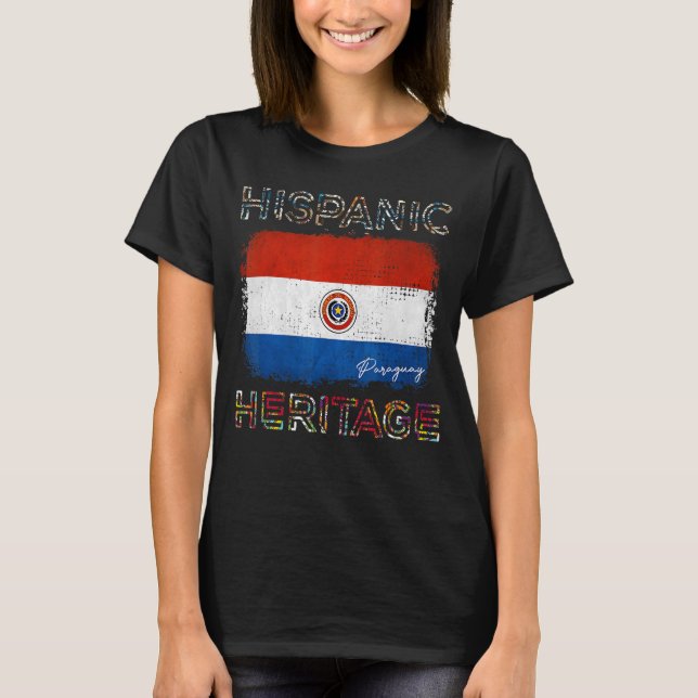 Camiseta Mes de la Herencia Hispana Bandera Paraguay Paragu (Anverso)