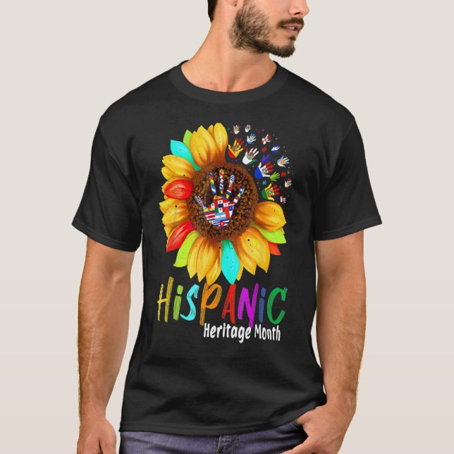 Camiseta Mes de la Herencia Hispana Banderas de girasol Hom (Anverso)