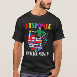 Camiseta Mes de la herencia hispana Banderas latinas sobre 