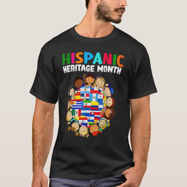 Camiseta Mes de la Herencia Hispana Todos los Países Manos  (Anverso)