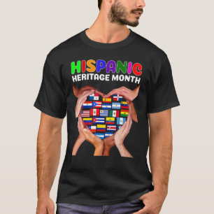 Camiseta Mes de la Herencia Hispana Todos los Países Manos 