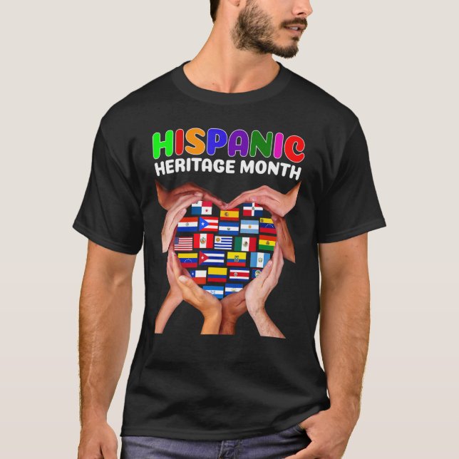 Camiseta Mes de la Herencia Hispana Todos los Países Manos  (Anverso)