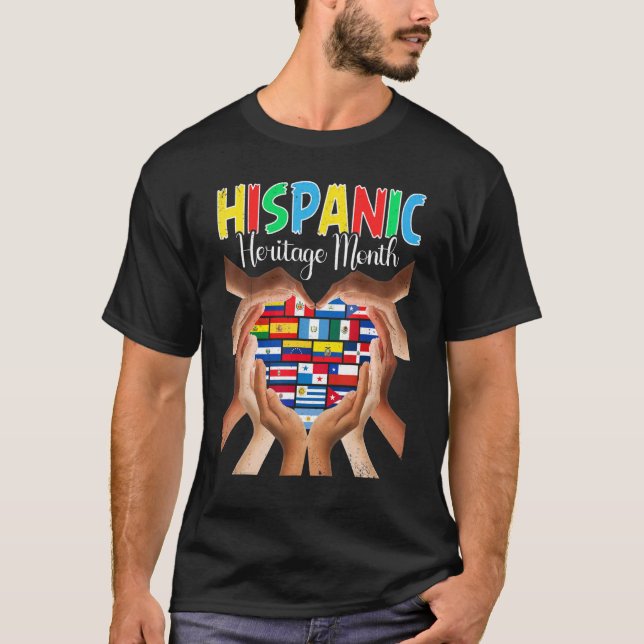 Camiseta Mes de la Herencia Hispana Todos los Países Manos  (Anverso)