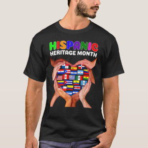 Camiseta Mes de la Herencia Hispana Todos los Países Manos 