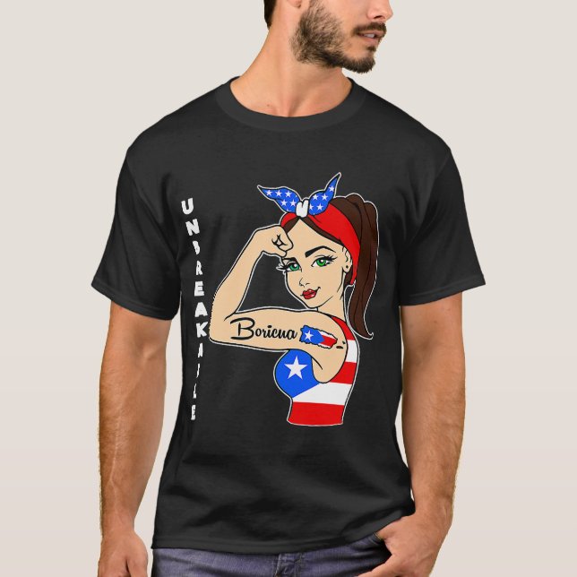Camiseta Mes de la herencia hispánica Bandera Boricua de Pu (Anverso)